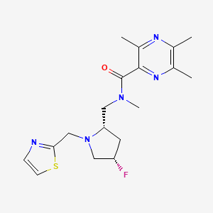 N-[[(2S,4S)-4-fluoro-1-(1,3-thiazol-2-ylmethyl)pyrrolidin-2-yl]methyl]-N,3,5,6-tetramethylpyrazine-2-carboxamide