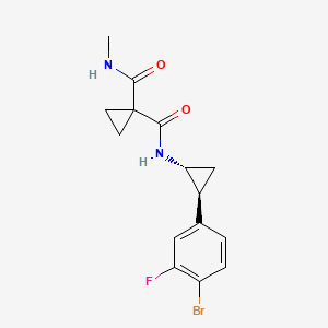 molecular formula C15H16BrFN2O2 B7334103 1-N'-[(1R,2S)-2-(4-bromo-3-fluorophenyl)cyclopropyl]-1-N-methylcyclopropane-1,1-dicarboxamide 