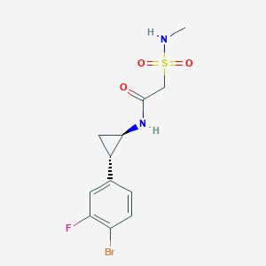 molecular formula C12H14BrFN2O3S B7334112 N-[(1R,2S)-2-(4-bromo-3-fluorophenyl)cyclopropyl]-2-(methylsulfamoyl)acetamide 