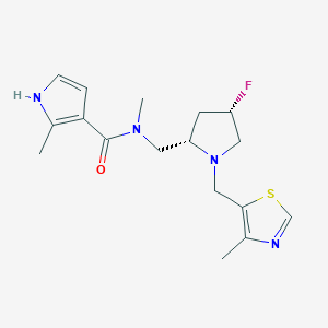 molecular formula C17H23FN4OS B7334116 N-[[(2S,4S)-4-fluoro-1-[(4-methyl-1,3-thiazol-5-yl)methyl]pyrrolidin-2-yl]methyl]-N,2-dimethyl-1H-pyrrole-3-carboxamide 