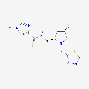 N-[[(2S,4S)-4-fluoro-1-[(4-methyl-1,3-thiazol-5-yl)methyl]pyrrolidin-2-yl]methyl]-N,1-dimethylimidazole-4-carboxamide