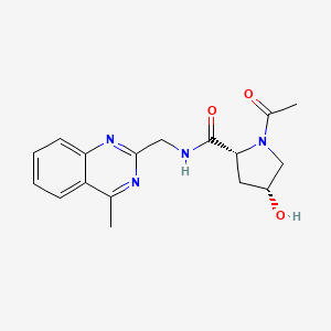 molecular formula C17H20N4O3 B7334186 (2R,4R)-1-acetyl-4-hydroxy-N-[(4-methylquinazolin-2-yl)methyl]pyrrolidine-2-carboxamide 