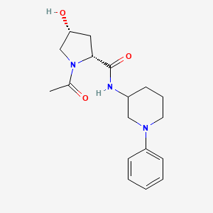 molecular formula C18H25N3O3 B7334214 (2R,4R)-1-acetyl-4-hydroxy-N-(1-phenylpiperidin-3-yl)pyrrolidine-2-carboxamide 