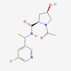 molecular formula C14H18FN3O3 B7334245 (2R,4R)-1-acetyl-N-[1-(5-fluoropyridin-3-yl)ethyl]-4-hydroxypyrrolidine-2-carboxamide 