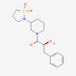 molecular formula C17H24N2O4S B7334276 (2S)-1-[3-(1,1-dioxo-1,2-thiazolidin-2-yl)piperidin-1-yl]-2-hydroxy-3-phenylpropan-1-one 