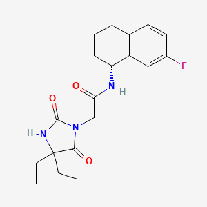 2-(4,4-diethyl-2,5-dioxoimidazolidin-1-yl)-N-[(1R)-7-fluoro-1,2,3,4-tetrahydronaphthalen-1-yl]acetamide