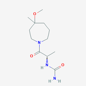 molecular formula C12H23N3O3 B7334306 [(2S)-1-(4-methoxy-4-methylazepan-1-yl)-1-oxopropan-2-yl]urea 