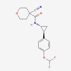 molecular formula C17H18F2N2O3 B7334315 4-cyano-N-[(1R,2S)-2-[4-(difluoromethoxy)phenyl]cyclopropyl]oxane-4-carboxamide 