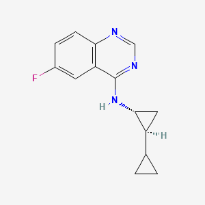 molecular formula C14H14FN3 B7334366 N-[(1R,2S)-2-cyclopropylcyclopropyl]-6-fluoroquinazolin-4-amine 