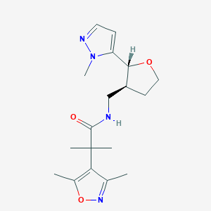 2-(3,5-dimethyl-1,2-oxazol-4-yl)-2-methyl-N-[[(2R,3S)-2-(2-methylpyrazol-3-yl)oxolan-3-yl]methyl]propanamide