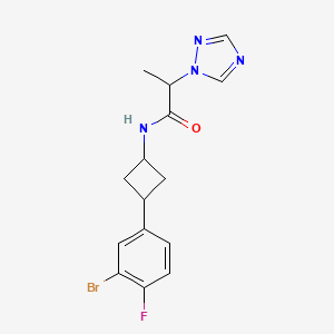 molecular formula C15H16BrFN4O B7334400 N-[3-(3-bromo-4-fluorophenyl)cyclobutyl]-2-(1,2,4-triazol-1-yl)propanamide 