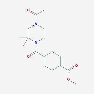 molecular formula C17H28N2O4 B7334438 Methyl 4-(4-acetyl-2,2-dimethylpiperazine-1-carbonyl)cyclohexane-1-carboxylate 