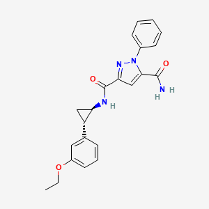 molecular formula C22H22N4O3 B7334446 3-N-[(1R,2S)-2-(3-ethoxyphenyl)cyclopropyl]-1-phenylpyrazole-3,5-dicarboxamide 