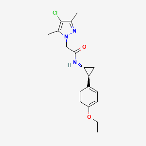 molecular formula C18H22ClN3O2 B7334447 2-(4-chloro-3,5-dimethylpyrazol-1-yl)-N-[(1R,2S)-2-(4-ethoxyphenyl)cyclopropyl]acetamide 