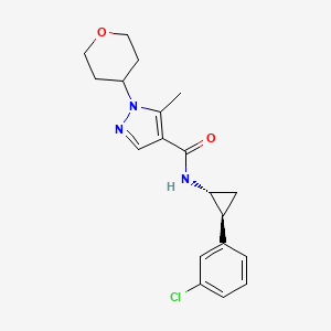 N-[(1R,2S)-2-(3-chlorophenyl)cyclopropyl]-5-methyl-1-(oxan-4-yl)pyrazole-4-carboxamide