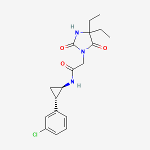 N-[(1R,2S)-2-(3-chlorophenyl)cyclopropyl]-2-(4,4-diethyl-2,5-dioxoimidazolidin-1-yl)acetamide