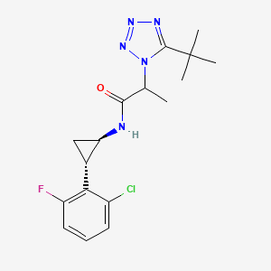 molecular formula C17H21ClFN5O B7334503 2-(5-tert-butyltetrazol-1-yl)-N-[(1R,2S)-2-(2-chloro-6-fluorophenyl)cyclopropyl]propanamide 