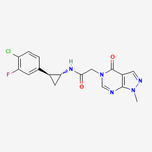 molecular formula C17H15ClFN5O2 B7334522 N-[(1R,2S)-2-(4-chloro-3-fluorophenyl)cyclopropyl]-2-(1-methyl-4-oxopyrazolo[3,4-d]pyrimidin-5-yl)acetamide 