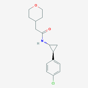 molecular formula C16H20ClNO2 B7334531 N-[(1R,2S)-2-(4-chlorophenyl)cyclopropyl]-2-(oxan-4-yl)acetamide 