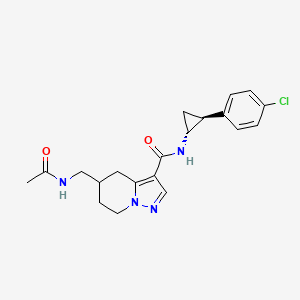 molecular formula C20H23ClN4O2 B7334539 5-(acetamidomethyl)-N-[(1R,2S)-2-(4-chlorophenyl)cyclopropyl]-4,5,6,7-tetrahydropyrazolo[1,5-a]pyridine-3-carboxamide 