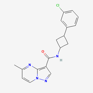 molecular formula C18H17ClN4O B7334556 N-[3-(3-chlorophenyl)cyclobutyl]-5-methylpyrazolo[1,5-a]pyrimidine-3-carboxamide 