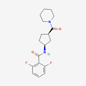 2,6-difluoro-N-[(1S,3R)-3-(piperidine-1-carbonyl)cyclopentyl]benzamide