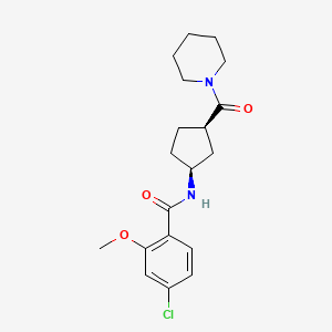 molecular formula C19H25ClN2O3 B7334592 4-chloro-2-methoxy-N-[(1S,3R)-3-(piperidine-1-carbonyl)cyclopentyl]benzamide 