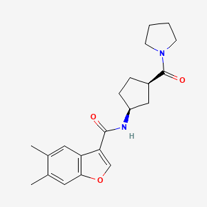 5,6-dimethyl-N-[(1S,3R)-3-(pyrrolidine-1-carbonyl)cyclopentyl]-1-benzofuran-3-carboxamide