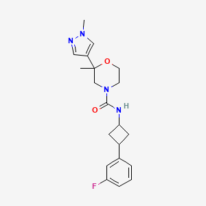 molecular formula C20H25FN4O2 B7334650 N-[3-(3-fluorophenyl)cyclobutyl]-2-methyl-2-(1-methylpyrazol-4-yl)morpholine-4-carboxamide 