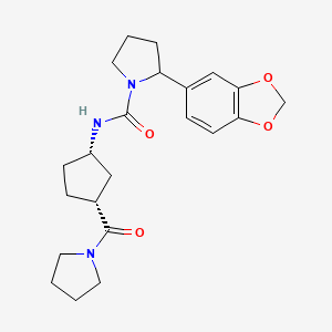 2-(1,3-benzodioxol-5-yl)-N-[(1S,3R)-3-(pyrrolidine-1-carbonyl)cyclopentyl]pyrrolidine-1-carboxamide