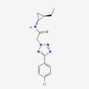 molecular formula C14H16ClN5O B7334675 2-[5-(4-chlorophenyl)tetrazol-2-yl]-N-[(1R,2R)-2-ethylcyclopropyl]acetamide 