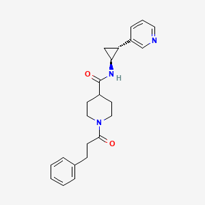 1-(3-phenylpropanoyl)-N-[(1S,2R)-2-pyridin-3-ylcyclopropyl]piperidine-4-carboxamide