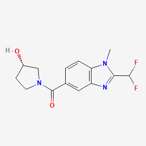 molecular formula C14H15F2N3O2 B7334745 [2-(difluoromethyl)-1-methylbenzimidazol-5-yl]-[(3S)-3-hydroxypyrrolidin-1-yl]methanone 