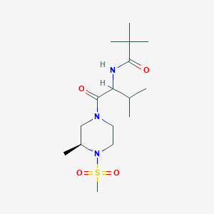 molecular formula C16H31N3O4S B7334756 2,2-dimethyl-N-[3-methyl-1-[(3S)-3-methyl-4-methylsulfonylpiperazin-1-yl]-1-oxobutan-2-yl]propanamide 