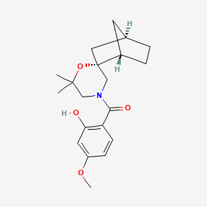 molecular formula C20H27NO4 B7334791 [(1S,2R,4R)-6',6'-dimethylspiro[bicyclo[2.2.1]heptane-2,2'-morpholine]-4'-yl]-(2-hydroxy-4-methoxyphenyl)methanone 