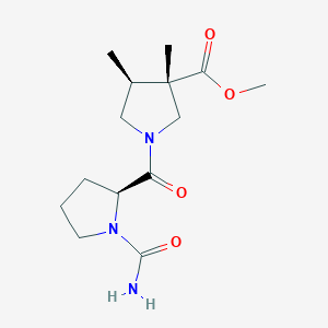 molecular formula C14H23N3O4 B7334901 methyl (3S,4S)-1-[(2S)-1-carbamoylpyrrolidine-2-carbonyl]-3,4-dimethylpyrrolidine-3-carboxylate 