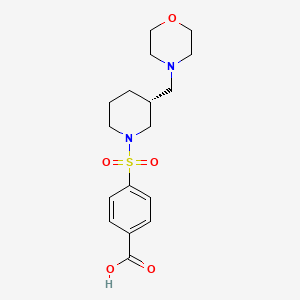 molecular formula C17H24N2O5S B7334920 4-[(3R)-3-(morpholin-4-ylmethyl)piperidin-1-yl]sulfonylbenzoic acid 