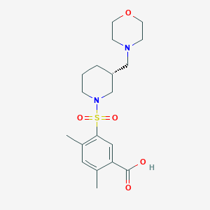 molecular formula C19H28N2O5S B7334928 2,4-dimethyl-5-[(3R)-3-(morpholin-4-ylmethyl)piperidin-1-yl]sulfonylbenzoic acid 