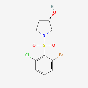 molecular formula C10H11BrClNO3S B7334936 (3S)-1-(2-bromo-6-chlorophenyl)sulfonylpyrrolidin-3-ol 