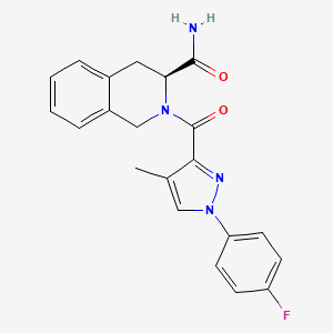 molecular formula C21H19FN4O2 B7334951 (3S)-2-[1-(4-fluorophenyl)-4-methylpyrazole-3-carbonyl]-3,4-dihydro-1H-isoquinoline-3-carboxamide 