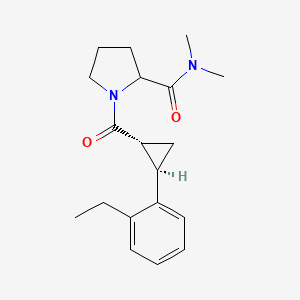 molecular formula C19H26N2O2 B7334962 1-[(1R,2R)-2-(2-ethylphenyl)cyclopropanecarbonyl]-N,N-dimethylpyrrolidine-2-carboxamide 