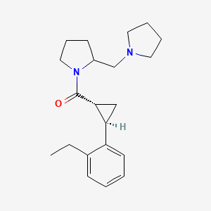 molecular formula C21H30N2O B7334963 [(1R,2R)-2-(2-ethylphenyl)cyclopropyl]-[2-(pyrrolidin-1-ylmethyl)pyrrolidin-1-yl]methanone 