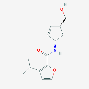 molecular formula C14H19NO3 B7335035 N-[(1S,4R)-4-(hydroxymethyl)cyclopent-2-en-1-yl]-3-propan-2-ylfuran-2-carboxamide 