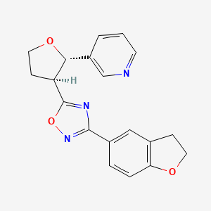 molecular formula C19H17N3O3 B7335052 3-(2,3-dihydro-1-benzofuran-5-yl)-5-[(2S,3S)-2-pyridin-3-yloxolan-3-yl]-1,2,4-oxadiazole 