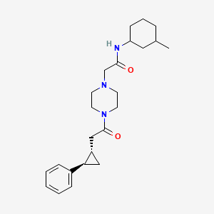 N-(3-methylcyclohexyl)-2-[4-[2-[(1S,2R)-2-phenylcyclopropyl]acetyl]piperazin-1-yl]acetamide