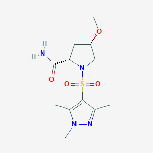 molecular formula C12H20N4O4S B7335095 (2S,4S)-4-methoxy-1-(1,3,5-trimethylpyrazol-4-yl)sulfonylpyrrolidine-2-carboxamide 