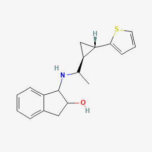 molecular formula C18H21NOS B7335113 1-[1-[(1S,2S)-2-thiophen-2-ylcyclopropyl]ethylamino]-2,3-dihydro-1H-inden-2-ol 