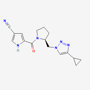 molecular formula C16H18N6O B7335139 5-[(2S)-2-[(4-cyclopropyltriazol-1-yl)methyl]pyrrolidine-1-carbonyl]-1H-pyrrole-3-carbonitrile 