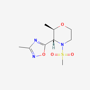 molecular formula C9H15N3O4S B7335146 (2R,3S)-2-methyl-3-(3-methyl-1,2,4-oxadiazol-5-yl)-4-methylsulfonylmorpholine 