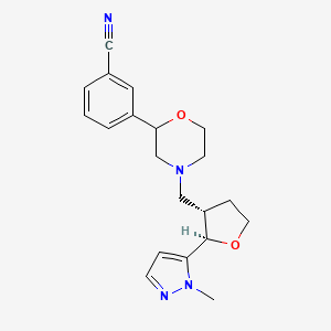 3-[4-[[(2R,3S)-2-(2-methylpyrazol-3-yl)oxolan-3-yl]methyl]morpholin-2-yl]benzonitrile